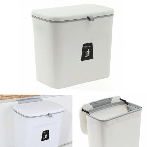 가정용 싱크대 걸이 쓰레기통 주방 냄새차단 부착식 휴지통 무타공 음식통 7L 화이트