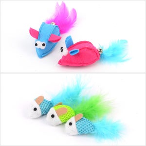 깃털 쥐 고양이 사냥본능 낚시 놀이