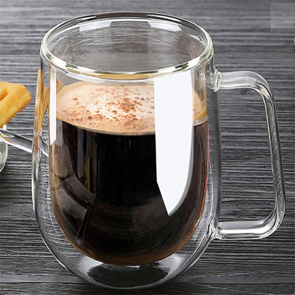 아이템핫딜2 홈카페컵 클라인 손잡이 이중 유리컵250ml