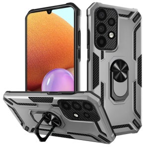 인트그로 기어 메탈 링 범퍼 거치대 휴대폰 케이스 실버, 갤럭시A42