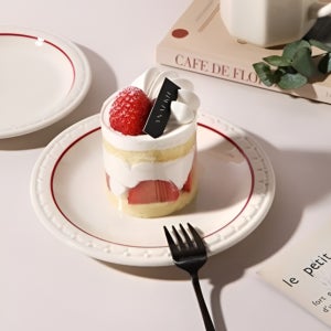 시라쿠스 쉐난고 카디날 레드라인 원형 플레이트 1개, 17cm