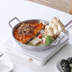 리빙아트 인덕션 통삼중 프리미엄 스텐 반반냄비 샤브 훠거 IH 28cm