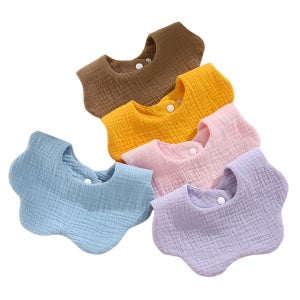 (5개/1set) 파스텔 면 거즈 턱받이 유아 신생아 남아 여아 아기 침받이