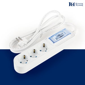 국산 고용량 멀티탭 3구 누전차단기 4000W 과부하 차단 에어컨 콘센트 2m, 1개