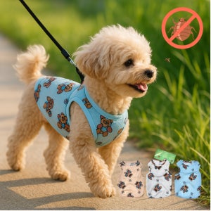 쿨튜브 곰돌이 메쉬 안티버그 진드기 해충방지 산책 반려동물 강아지 고양이 쿨링 여름 옷