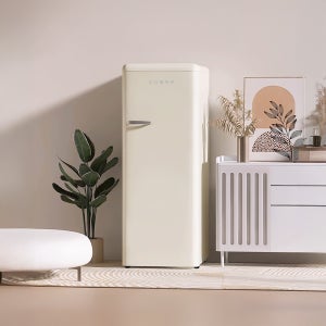쿠오레 219L 레트로 냉장고 감성 인테리어 크림베이지 원룸 자취 CRR-219E 방문설치