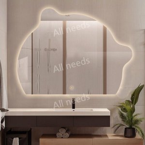 곰돌이거울 스마트 조명 LED거울 불규칙 디자인 벽걸이 욕실 화장대 아트 장식용 A.60x75cm백색광터치 선택