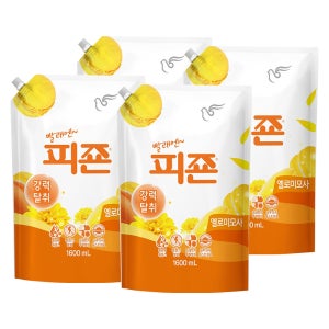 피죤 강력탈취 섬유유연제 리필 옐로미모사, 1.6L, 4개