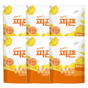 피죤 강력탈취 섬유유연제 리필 옐로미모사, 2.1L, 6개