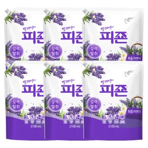 피죤 강력탈취 섬유유연제 리필 퍼플라벤더, 2.1L, 6개
