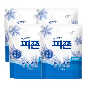 피죤 강력탈취 섬유유연제 리필 블루비앙카, 2.1L, 4개