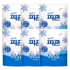 피죤 강력탈취 섬유유연제 리필 블루비앙카, 2.1L, 6개