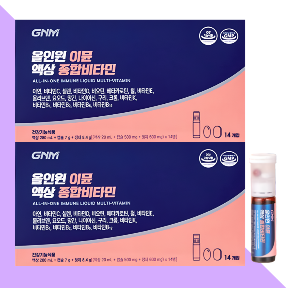 GNM 올인원 이뮨 액상비타민 종합 이문 샷 14개입X2박스