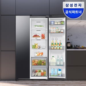 삼성전자 냉장고 양문형 비스포크 오토오픈도어 대용량 젠틀블랙 AI인버터