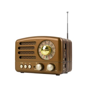 Coms BT116 엔틱 주방용 레트로 라디오 블루투스 스피커 Brown BT v5.0