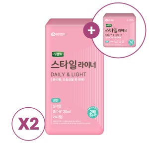 [라이너견본10매증정][라이너] 디펜드스타일 여성 요실금 데일리 라이너/패드 일반날개형, 26개입, 2팩