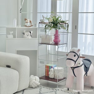 아텍스 철제 이동식 트롤리 우드 홈 카트 레이어 바스켓 2단 3단