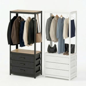 서랍행거 수납장 드레스룸 철제 시스템행거 홈던트하우스 800 3단서랍장 1950