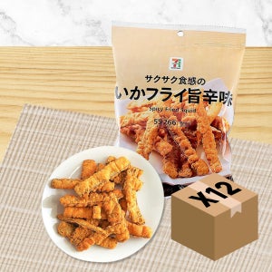 세븐일레븐 바삭한 이카후라이 오징어튀김 매운맛 일본 편의점 안주 과자 55g, 12개