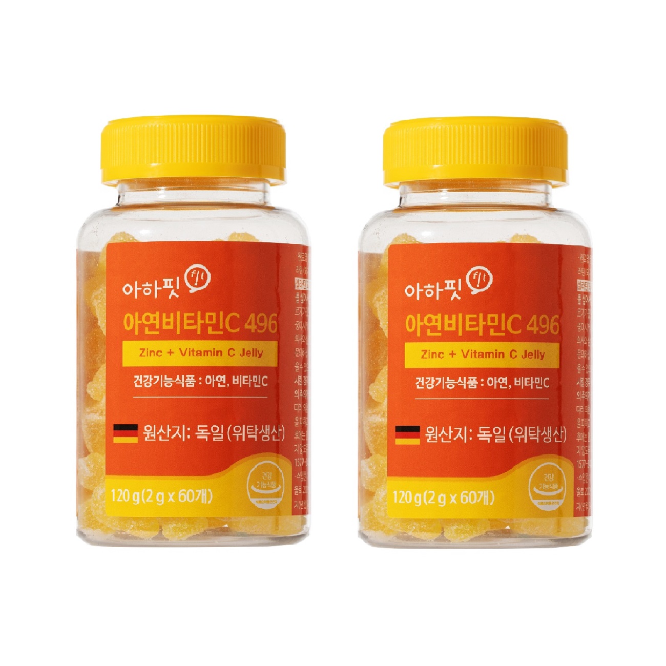 [아하핏 비타민젤리] 아연 비타민C (2g x 60개) 60구미, 2개