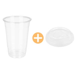 490ml 16온스 92파이 플라스틱컵 일회용커피컵 아이스컵 튜브형 리드 세트 1000개