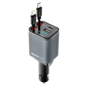 몬스터라이트 엑셀 동시 4대충전 초소형 릴타입 차량용 시거잭 PD30W 초고속충전기 C타입