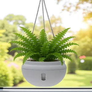 해밍웨이샵 저면관수 행잉 화분 23x16cm 그레이 스파이더플랜트생화분 플랜테리어화분