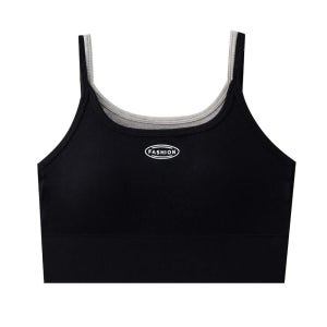 요가탑 끈나시 운동용 크롭탑 트레이닝브라 블랙