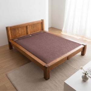 [장수돌침대] 7107Q 고재 통원목 퀸 흙침대 미네랄 황토볼 2인용 온열 온돌