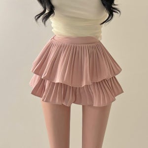 프리티 캉캉 플리츠 주름 치마바지 미니 스커트