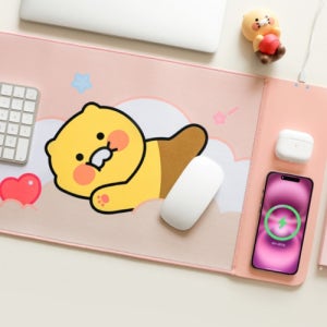 춘식이 마우스 장패드 무선충전 데스크매트 핑크