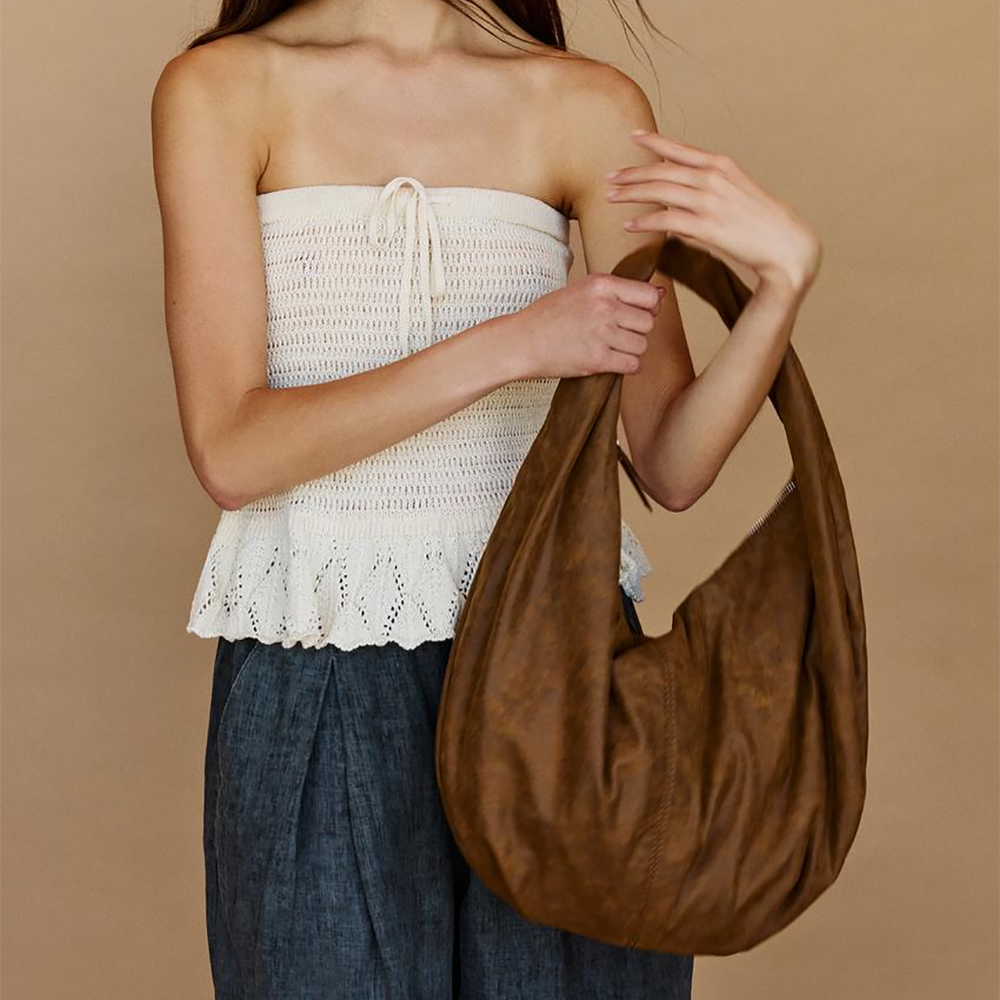 Pull & Bear 갈색 인조가죽 쇼퍼백 숄더백 데일리 베이직 백