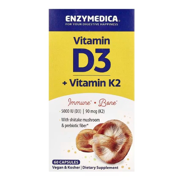 <b>엔자이메디카 비타민</b>D3K2 <b>비타민</b>DK2 60캡슐 2개월분 메나퀴논 MK7 K2D3