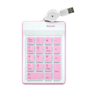 Coms 키패드-USB 자동감김 고무 핑크색 A1579