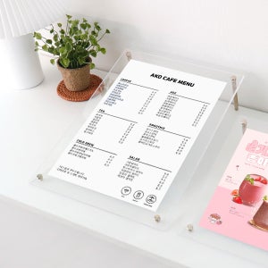 투명 테이블 메뉴판 아크릴 POP 스탠드 카페 홍보 안내판 3R 14x18cm
