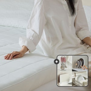 한샘 토퍼+커버 세트 슈퍼싱글 10cm 두꺼운 메모리폼 논슬립 매트리스 커버분리 토퍼