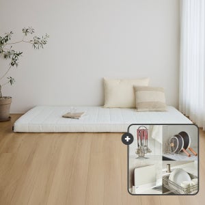 한샘 토퍼+커버 세트 퀸 10cm 두꺼운 메모리폼 논슬립 매트리스 커버분리 푹신한 토퍼