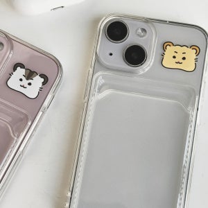 [포켓젤리] 페이스 햄앤더머 햄스터 커플 얼굴 귀여운 카드포켓 젤리케이스 아이폰17