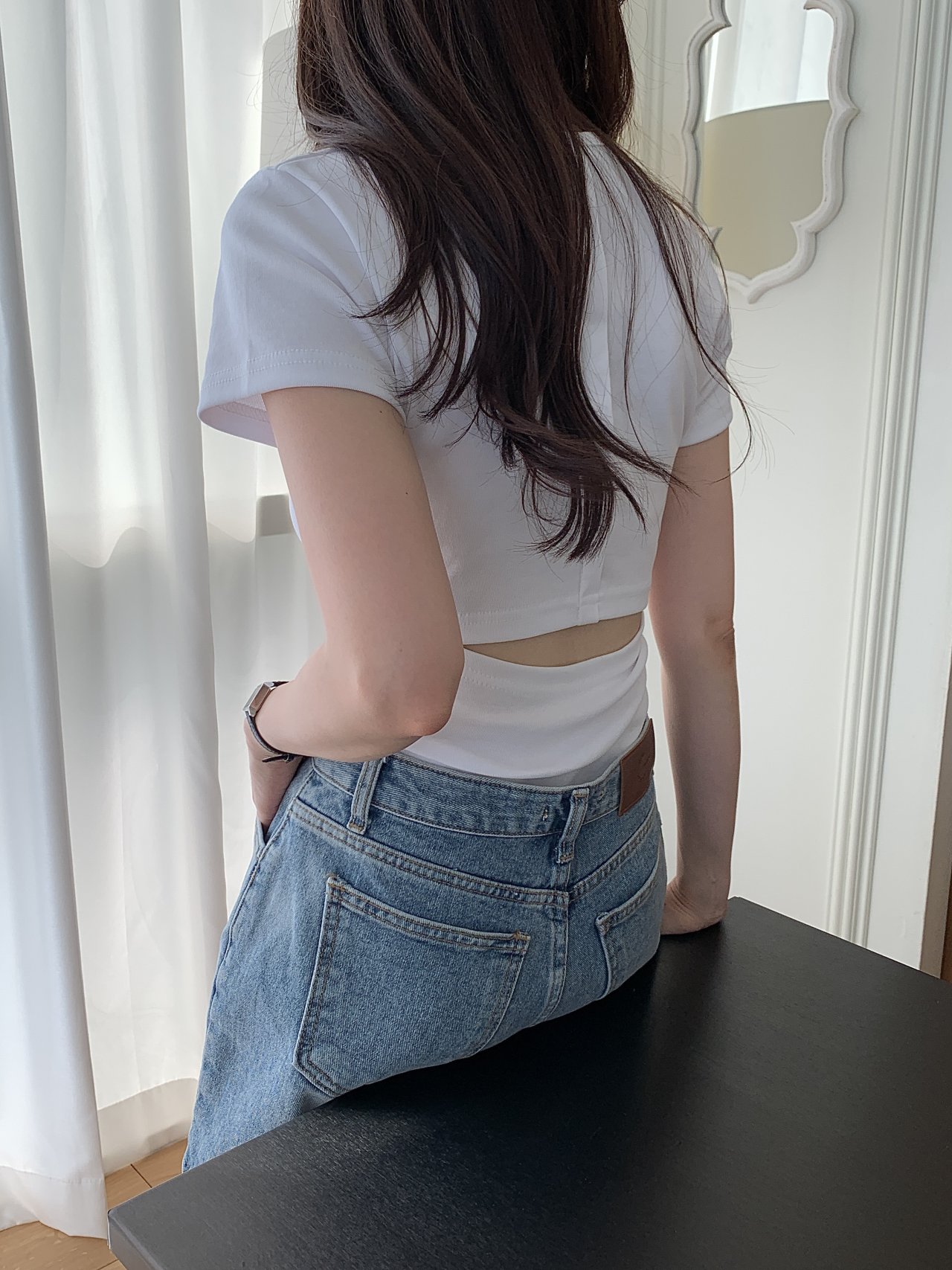 쿨링 라인 백트임 쫀쫀한 여름휴가 반팔티