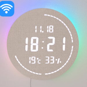 베이라이트 LED 시계 원형 온습도 벽 디지털 인테리어 벽걸이 와이파이 S