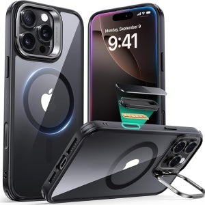 ESR 할로락 클래식 킥스탠드 맥세이프 케이스 클리어블랙, 아이폰16 프로 맥스