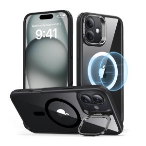 ESR 할로락 클래식 킥스탠드 맥세이프 케이스 클리어블랙, 아이폰16