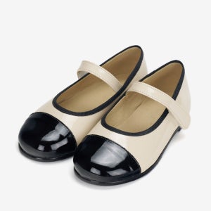 AIDL 1102 에나멜 투톤 캡토 메리제인 - 아이보리 여아 구두 화동 구두 유아