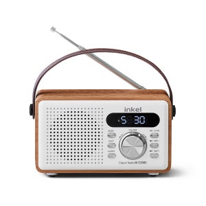 인켈 IK-C35RS 휴대용 레트로 블루투스 스피커 FM 라디오 시계 알람 올인원