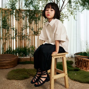 2221 키즈 & 맘 소가죽 글래디에이터 샌들 - 블랙