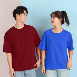 아워리빙 남녀공용 클래식 코튼 무지 라운드 커플티 티셔츠 반팔티 티셔츠 판촉물 행사
