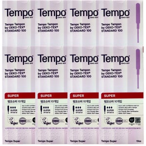 동아제약 템포 오리지널 순면 탐폰 슈퍼, 10개입, 8팩