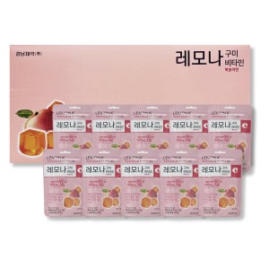 레모나 젤리 구미 복숭아맛 씹어먹는 비타민C 비타민B 건강한 간식 1개입, 10개