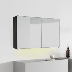 D170 슬라이딩 욕실장 1200x600 댐퍼포함 욕실수납장 화장실 수건장 거울수납장