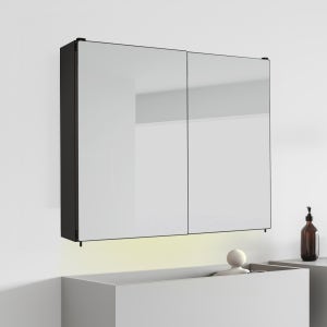 D170 슬라이딩 욕실장 1300x800 댐퍼포함 욕실수납장 화장실 수건장 거울수납장